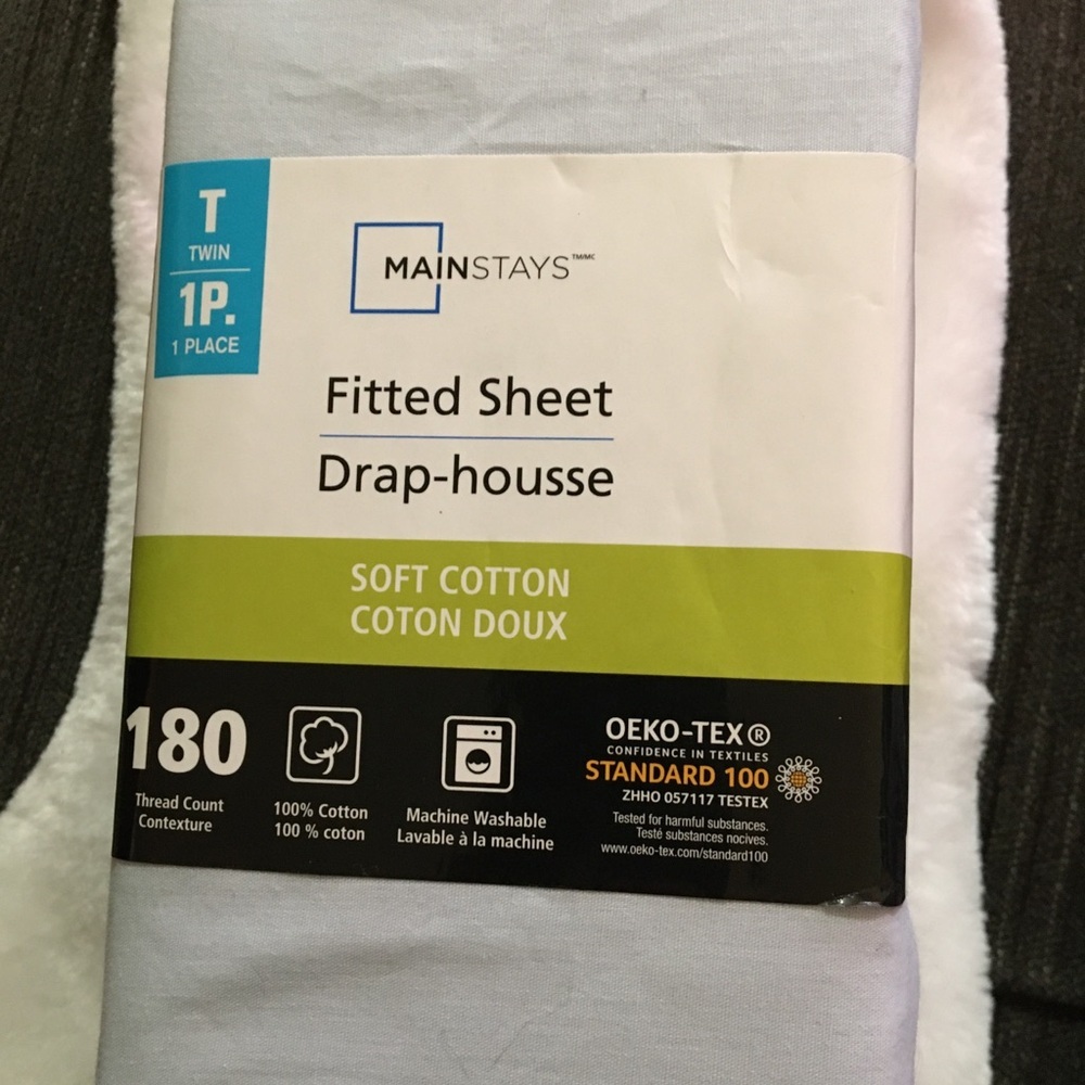 Mainstays Soft Cotton Fitted Sheet - Light Blue